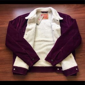 Levi’s Corduroy Purple Sherpa Trucker Jacket